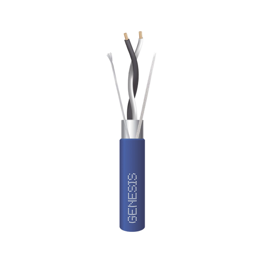 Bobina de 305 Metros de Cable BLINDADO / 2 x 22 AWG / Uso INTERIOR / Azul / Tipo CMP-CL3P, FPLP, FT6 / UL de COMUNICACIÓN de datos