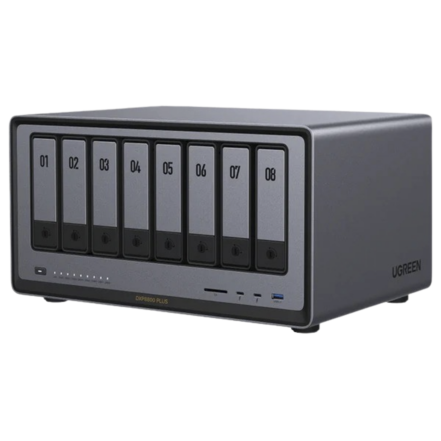NAS UGREEN NASync DXP8800 Plus / Intel Core i5-1235U 10 Núcleos / 8 Bahías SATA + 2 M.2 NVMe / 2 Puertos 10GbE / Thunderbolt 4 / HDMI 8K / DDR5 Expandible 64GB / PCIe 4.0 x4