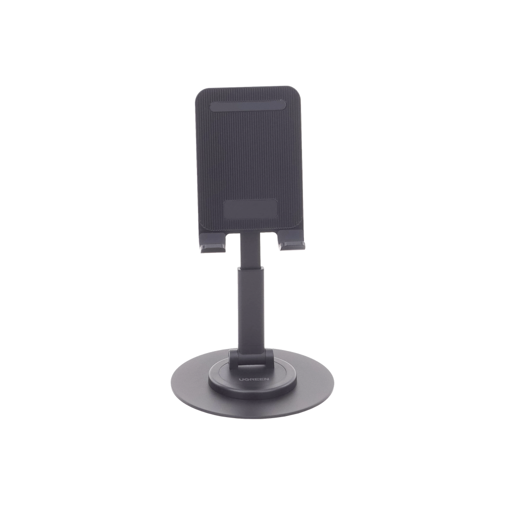 Soporte para Teléfono Celular Giratorio | 360° de Rotación | Angulo Ajustable | Altura Ajustable 17-20cm  | Antideslizante | Ejes Giratorios de Alta Precisión| Plegable | Aluminio | Color Gris