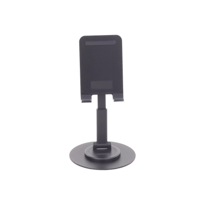 Soporte para Teléfono Celular Giratorio | 360° de Rotación | Angulo Ajustable | Altura Ajustable 17-20cm  | Antideslizante | Ejes Giratorios de Alta Precisión| Plegable | Aluminio | Color Gris