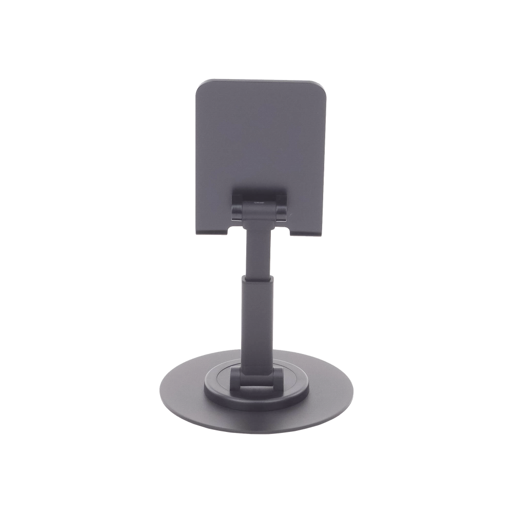 Soporte para Teléfono Celular Giratorio | 360° de Rotación | Angulo Ajustable | Altura Ajustable 17-20cm  | Antideslizante | Ejes Giratorios de Alta Precisión| Plegable | Aluminio | Color Gris