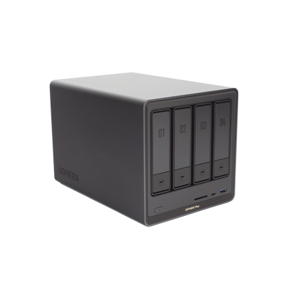 NAS UGREEN NASync DXP4800 Plus / Procesador Intel Pentium Gold 8505 5 Núcleos / 4 Bahías SATA + 2 M.2 NVMe PCIe 4.0 / 8GB DDR5 Expandible a 64GB / 10GbE + 2.5GbE / USB 3.2 Gen 2 Tipo C / HDMI 4K / Sistema Almacenamiento Conectado Red