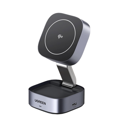 Cargador Inalámbrico 2 en 1 25W / Tecnología Magnética Qi 2 / 15W para Teléfono + 5W para Auriculares / Puerto USB-C 5W / Protecciones Múltiples / Cable USB-C Incluido