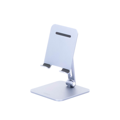 Soporte de Aluminio para IPad & Tablet | Plegable |Angulo Ajustable de 180° y 270° | Base Antideslizante | Protección  de Silicona | Amplia Compatibilidad con dispositivos de 7.9'' a 12.9'' | Aluminio Solido | Color Gris