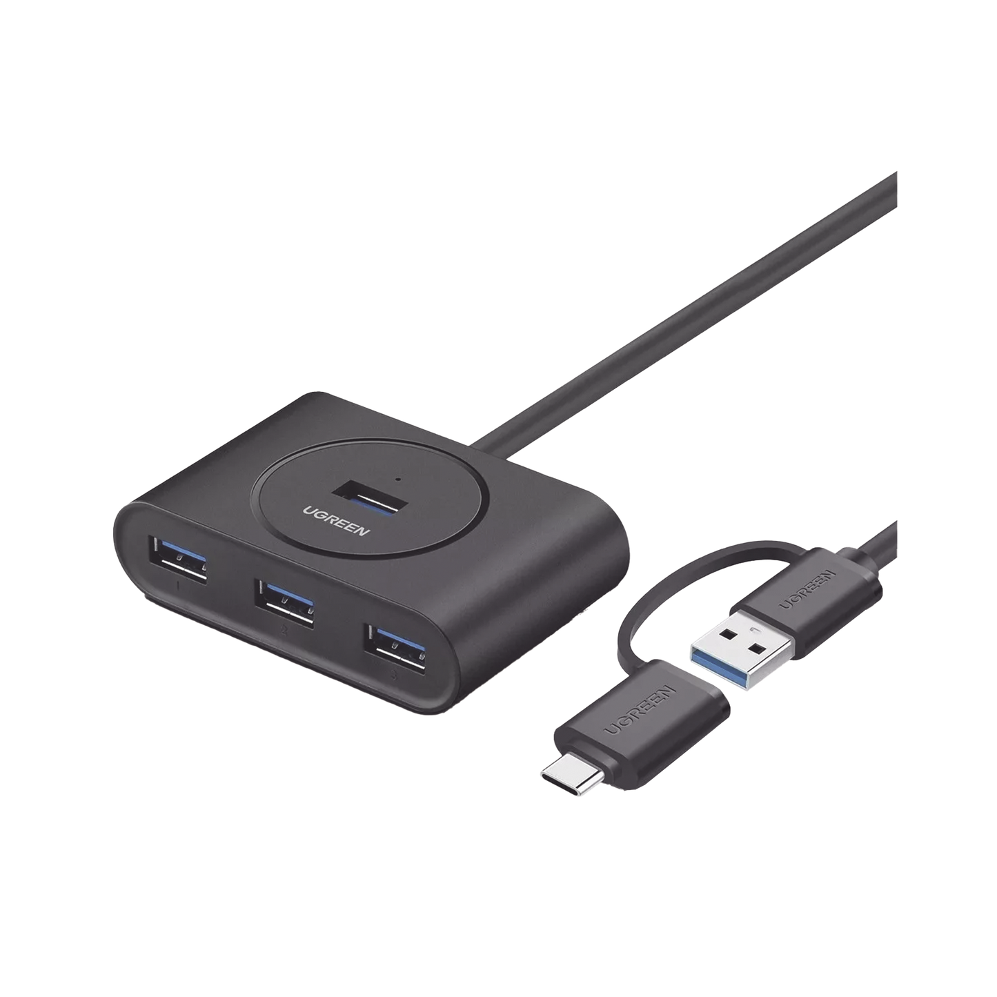 HUB USB-A y C 3.0 4 en 1 | Con Conector USB-C y USB-A | 4 Puertos USB-A 3.0 (5Gbps) | Cable de 25cm | Indicador Led | Ideal para Transferencia de Datos | Entrada Micro USB para alimentar equipos de mayor consumo.