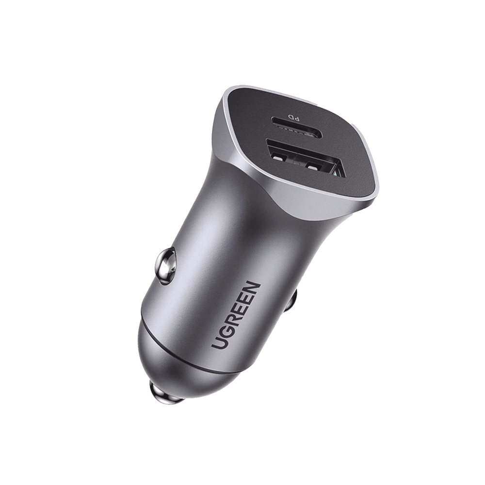 Cargador de Auto 30W | 2 Puertos USB-A y USB-C | Carga Rápida | Compatible con Vehículos de 12 y 24 VCD | PD3.0, QC4.0, SCP, PPS | Indicador Led | Diseño Compacto | Chip Inteligente | Caja de Aluminio