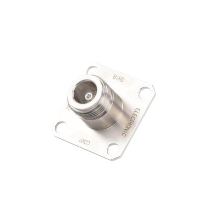 Conector N Hembra de Cambio Rápido / Wattmetro BIRD 43, 4304, 4 perforaciones a 18 mm, Níquel/ Plata/ Teflón.â€‹