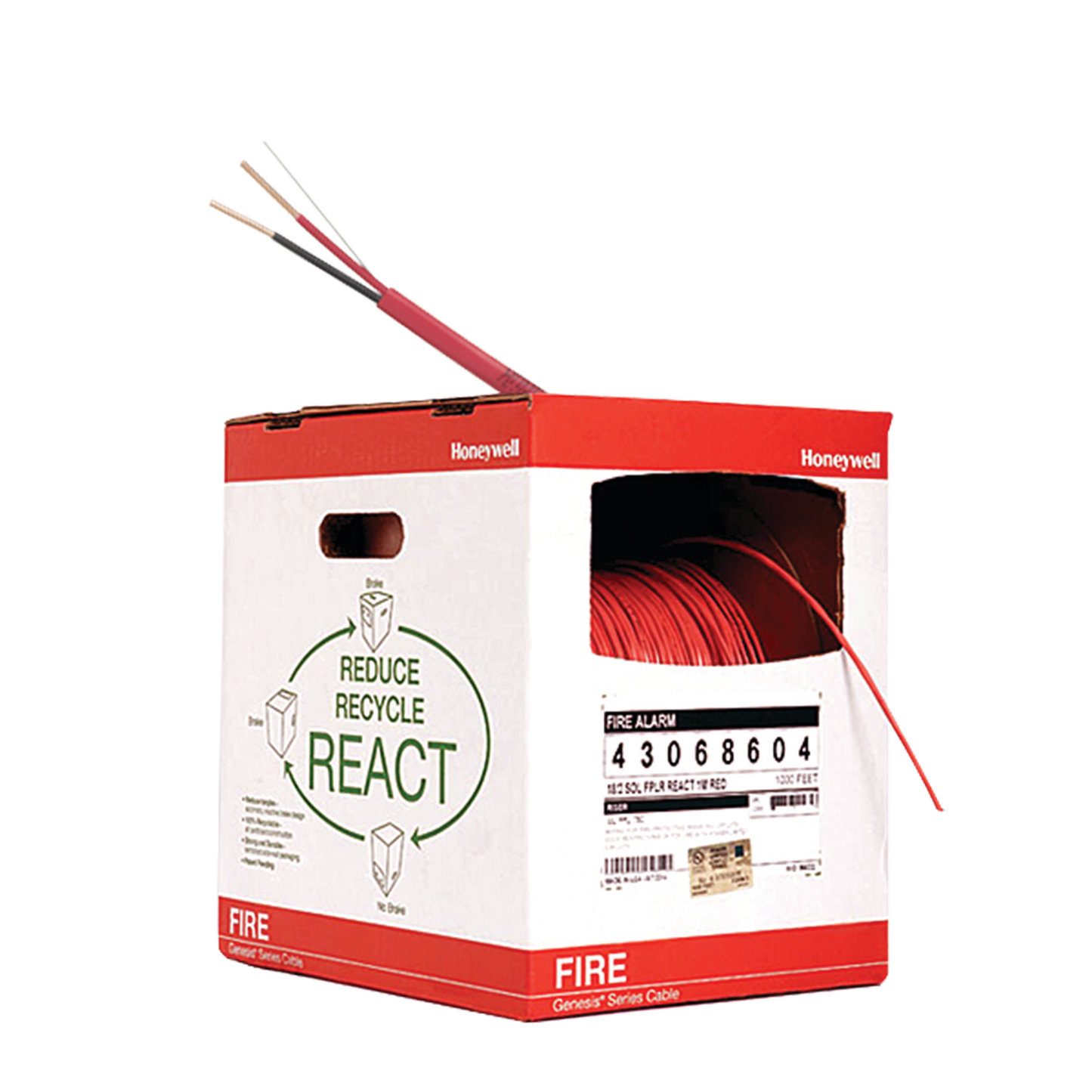Bobina de 305 Metros de Alambre  2 x 14 AWG / Caja REACT / Resistente al Fuego / Color Rojo / Tipo FPLR- CL2R / Para Sistemas Contra-incendio o Sistemas de Evacuación