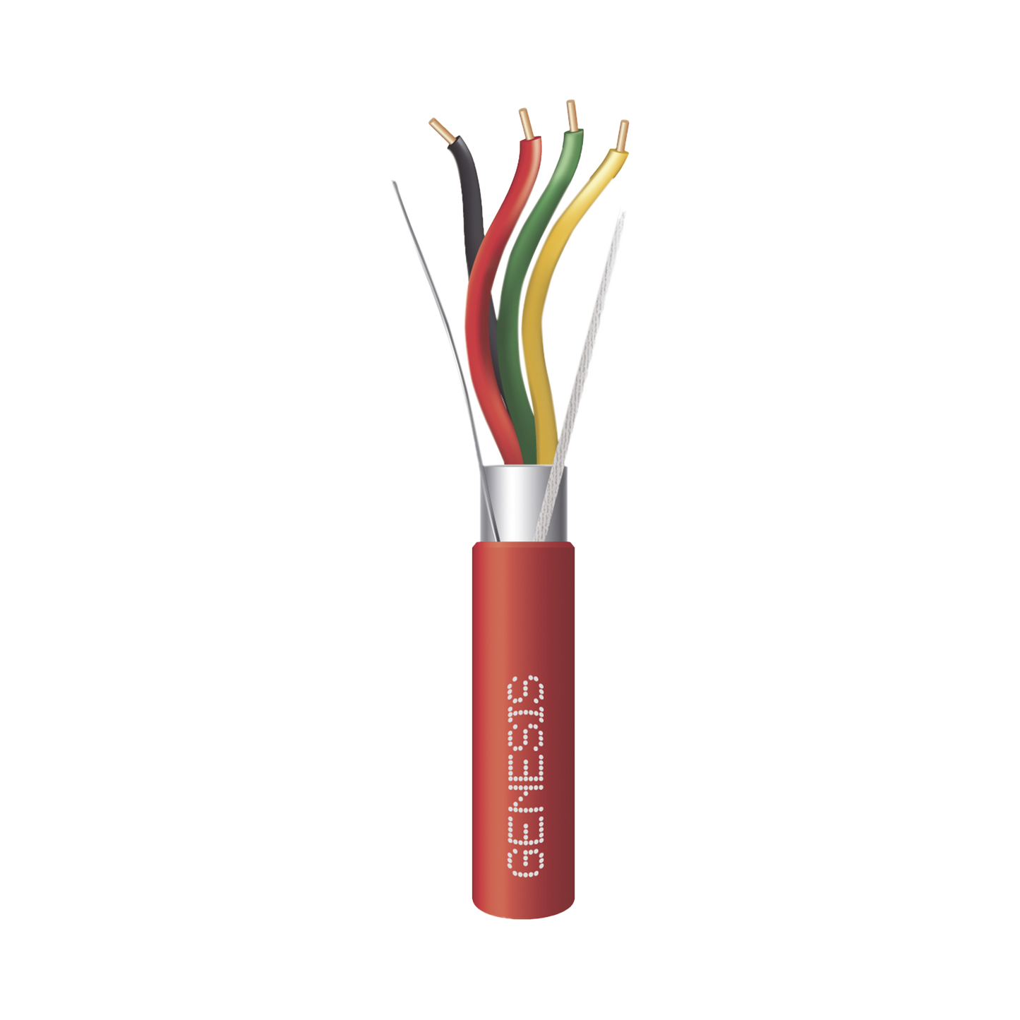 Bobina de 152 Metros (500 Pies) de Alambre / 4 x 18 AWG / Riser / Blindado / Tipo FPLR / Color Rojo / Para Aplicaciones en Sistemas de Detección de Incendio y Sistemas de Evacuación