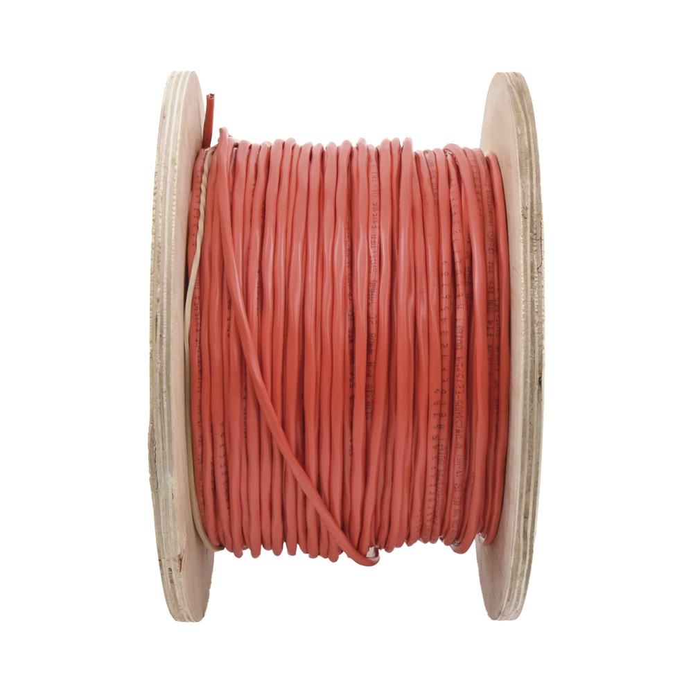 Carrete de 152 Metros (500 Pies) de Alambre / 2 x 14 AWG / Riser / BLINDADO / Tipo FPLR / Color Rojo / Para Aplicaciones en Sistemas de Detección de Incendio y Sistemas de Evacuación