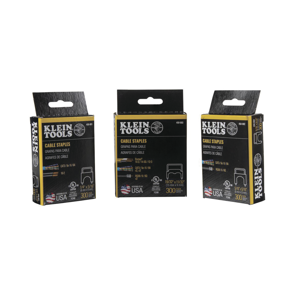 Paquete de 300 Grapas con Aislamiento, para Cables NM (RomexÆ) como 14/3, 14/3G, 12/3 y otros cables de hasta 11/32 x 19/32 (9 mm x 15 mm / 0.35 x 0.59 pulgadas).