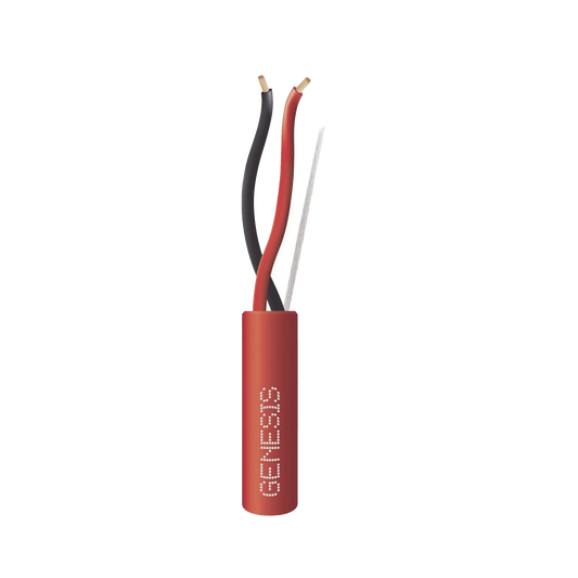 Carrete de Cable de 305 Metros (1000 Pies) / 2 x 14 AWG / Plenum / Tipo FPLP-CL3P / Color Rojo / Para Aplicaciones en Paneles de Detección de Incendio y Sistemas de Evacuación