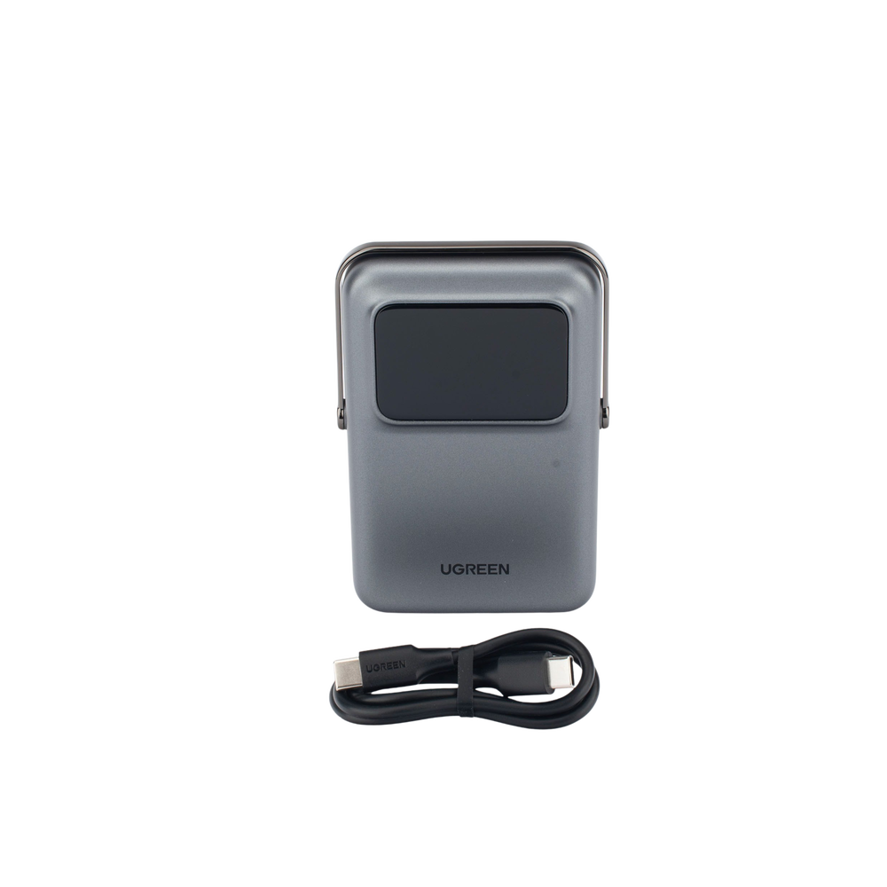Power Bank Serie UNO Inalambrico | 10000mAh | 7.5W/20W  |  Con Emojis de Estado | Carga Rápida USB-C Bidireccional  | Pantalla TFT  Inteligente | Con Holder | Color Grey.