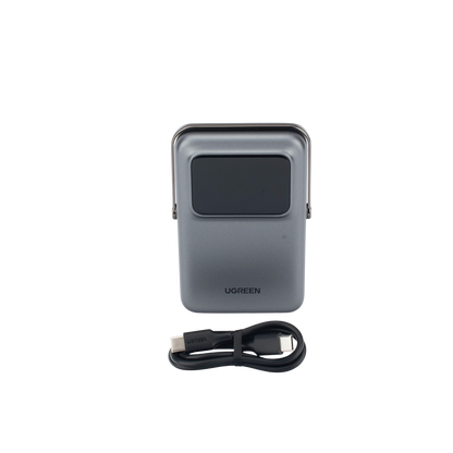 Power Bank Serie UNO Inalambrico | 10000mAh | 7.5W/20W  |  Con Emojis de Estado | Carga Rápida USB-C Bidireccional  | Pantalla TFT  Inteligente | Con Holder | Color Grey.
