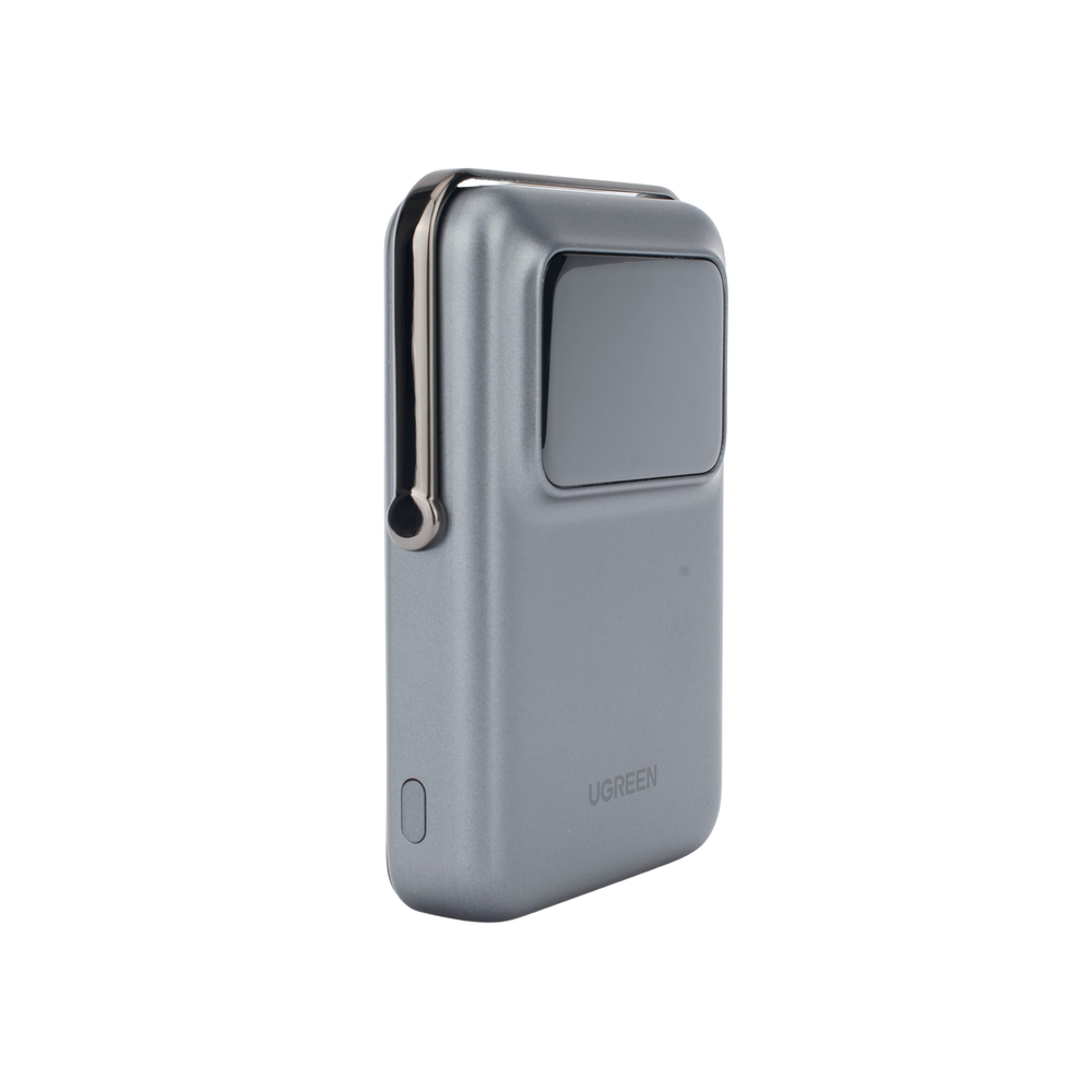 Power Bank Serie UNO Inalambrico | 10000mAh | 7.5W/20W  |  Con Emojis de Estado | Carga Rápida USB-C Bidireccional  | Pantalla TFT  Inteligente | Con Holder | Color Grey.