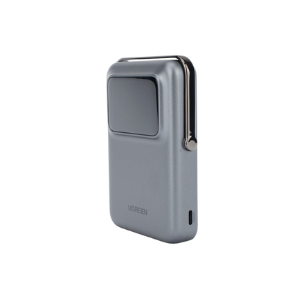 Power Bank Serie UNO Inalambrico | 10000mAh | 7.5W/20W  |  Con Emojis de Estado | Carga Rápida USB-C Bidireccional  | Pantalla TFT  Inteligente | Con Holder | Color Grey.