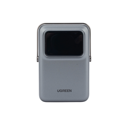 Power Bank Serie UNO Inalambrico | 10000mAh | 7.5W/20W  |  Con Emojis de Estado | Carga Rápida USB-C Bidireccional  | Pantalla TFT  Inteligente | Con Holder | Color Grey.