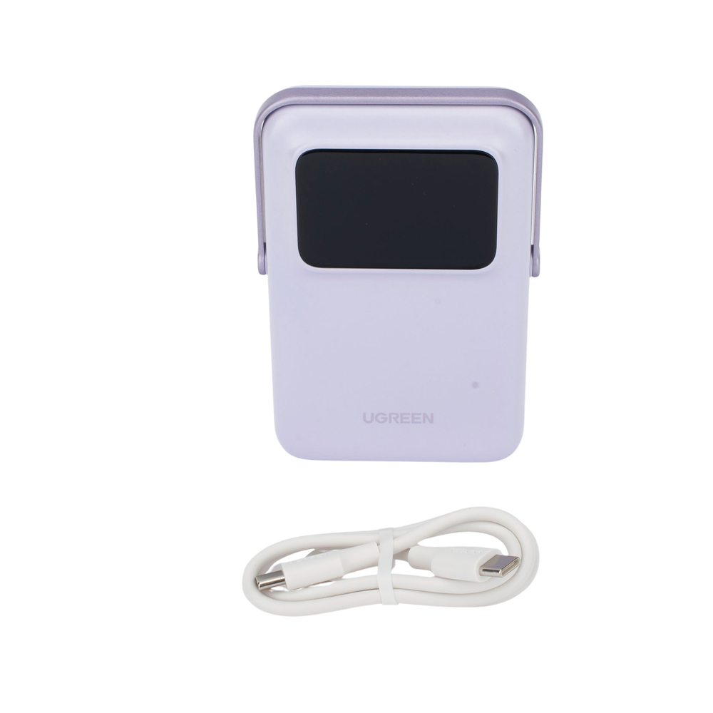 Power Bank Serie UNO Inalambrico | 10000mAh | 7.5W/20W  |  Con Emojis de Estado | Carga Rápida USB-C Bidireccional  | Pantalla TFT  Inteligente | Con Holder | Color Purple.