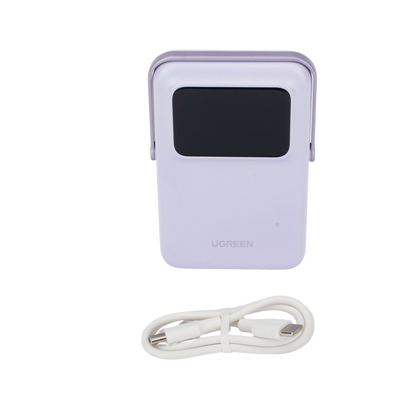 Power Bank Serie UNO Inalambrico | 10000mAh | 7.5W/20W  |  Con Emojis de Estado | Carga Rápida USB-C Bidireccional  | Pantalla TFT  Inteligente | Con Holder | Color Purple.