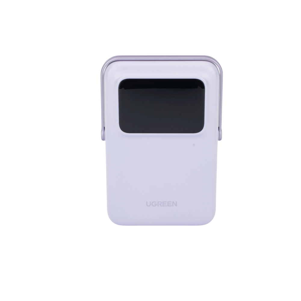 Power Bank Serie UNO Inalambrico | 10000mAh | 7.5W/20W  |  Con Emojis de Estado | Carga Rápida USB-C Bidireccional  | Pantalla TFT  Inteligente | Con Holder | Color Purple.