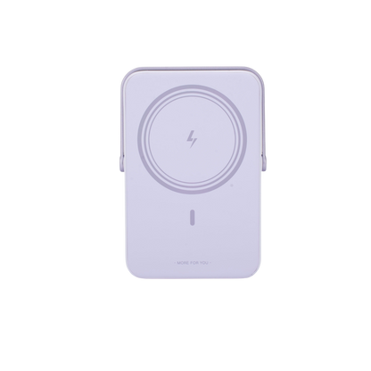 Power Bank Serie UNO Inalambrico | 10000mAh | 7.5W/20W  |  Con Emojis de Estado | Carga Rápida USB-C Bidireccional  | Pantalla TFT  Inteligente | Con Holder | Color Purple.