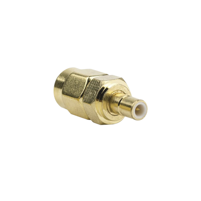 Adaptador Coaxial en Línea, de Conector SMA Macho a SMB Hembra, Oro/ Oro/ Teflón.