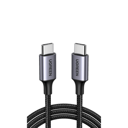 Cable USB-C a USB-C | 2 Metros (6.56 Pies) | Transferencia de Datos de 480 Mbps | Carga Rápida de Hasta 60W | QC 4.0/3.0/2.0 | PD3.0 | FPC | AFC | Protección Integrada | Caja de Aluminio | Nylon Trenzado | Color Negro