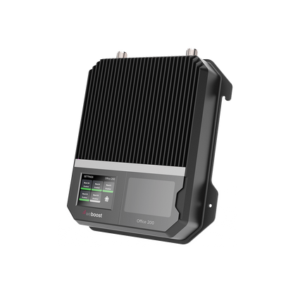 Amplificador Office 200 para 4G, 3G, 2G y llamada VoLTE y convencional. Especial para personalizarlo con antenas, cables y accesorios de acuerdo al requerimiento de la instalación. Puede cubrir en interior áreas de hasta 1600 m² con 4 a