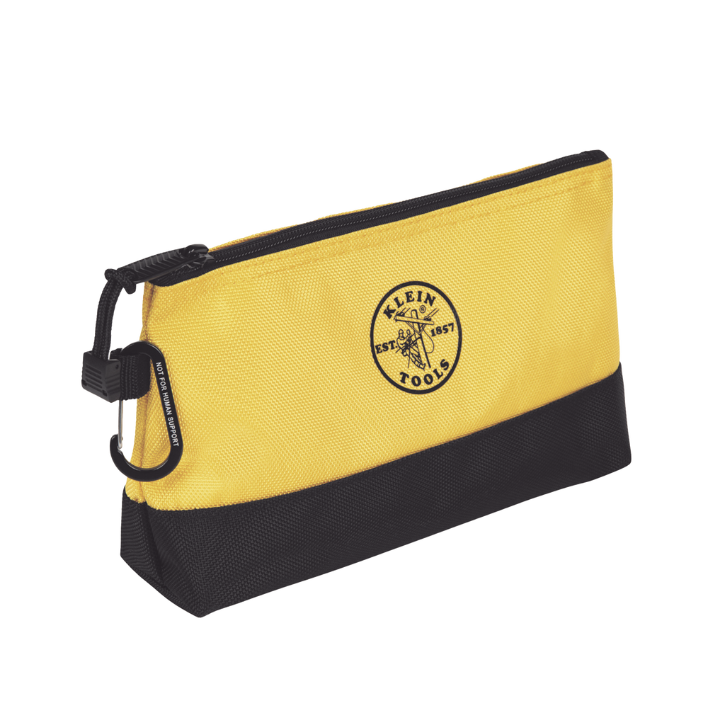 KIT 5 Bolsos Ultra Resistentes para Herramientas con Base y cierre Zipper, Colores: gris claro, amarillo, naranja, azul, gris oscuro. Todos con Mosquetones de Aluminio.