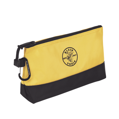 KIT 5 Bolsos Ultra Resistentes para Herramientas con Base y cierre Zipper, Colores: gris claro, amarillo, naranja, azul, gris oscuro. Todos con Mosquetones de Aluminio.