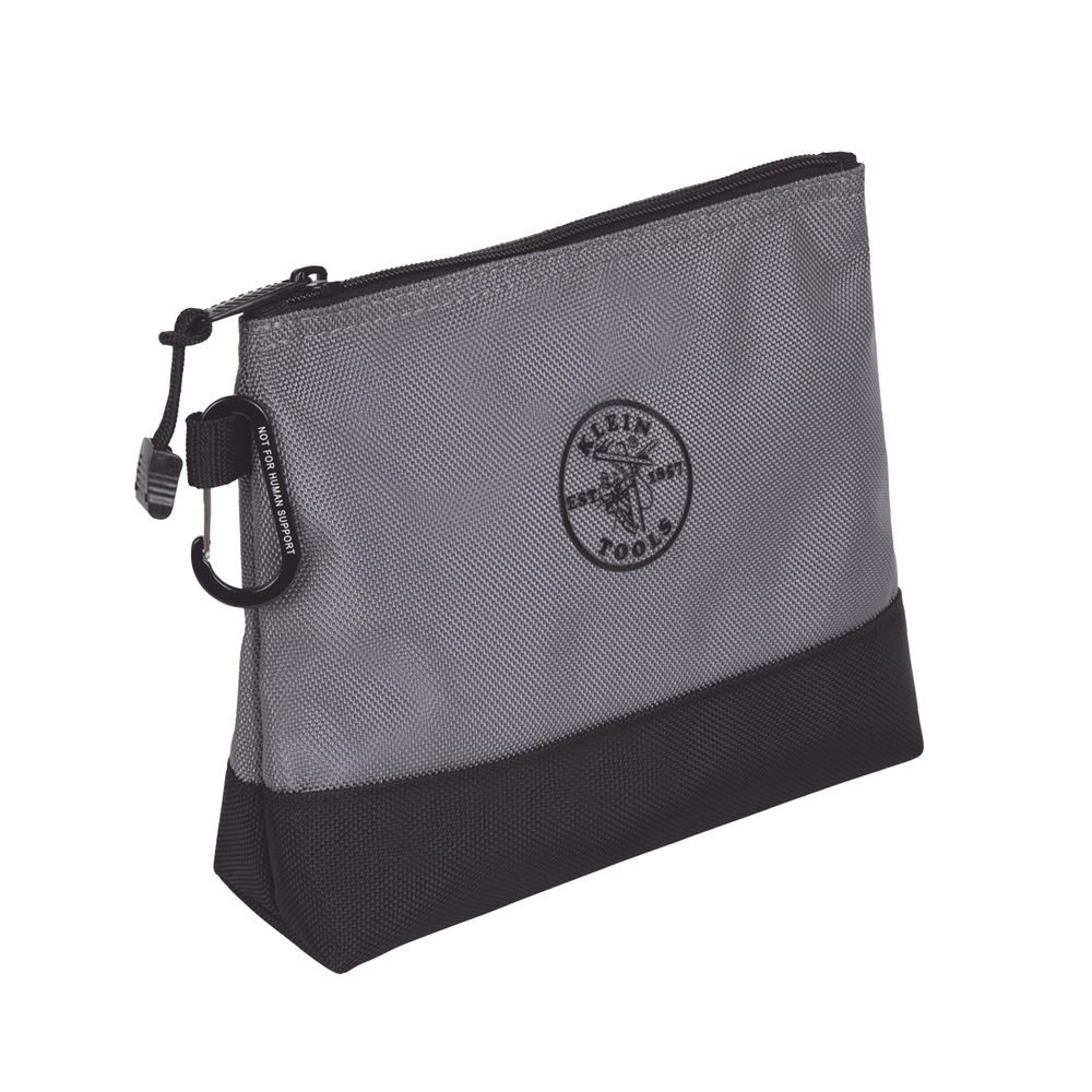 KIT 5 Bolsos Ultra Resistentes para Herramientas con Base y cierre Zipper, Colores: gris claro, amarillo, naranja, azul, gris oscuro. Todos con Mosquetones de Aluminio.