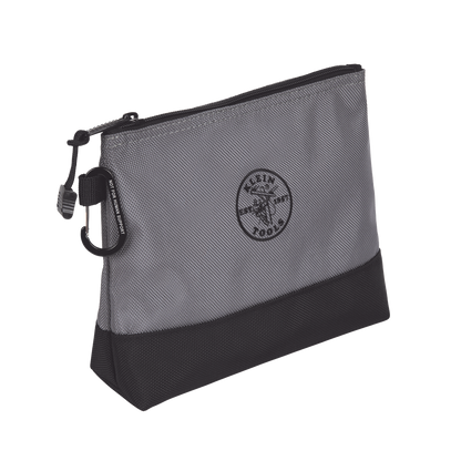 KIT 5 Bolsos Ultra Resistentes para Herramientas con Base y cierre Zipper, Colores: gris claro, amarillo, naranja, azul, gris oscuro. Todos con Mosquetones de Aluminio.