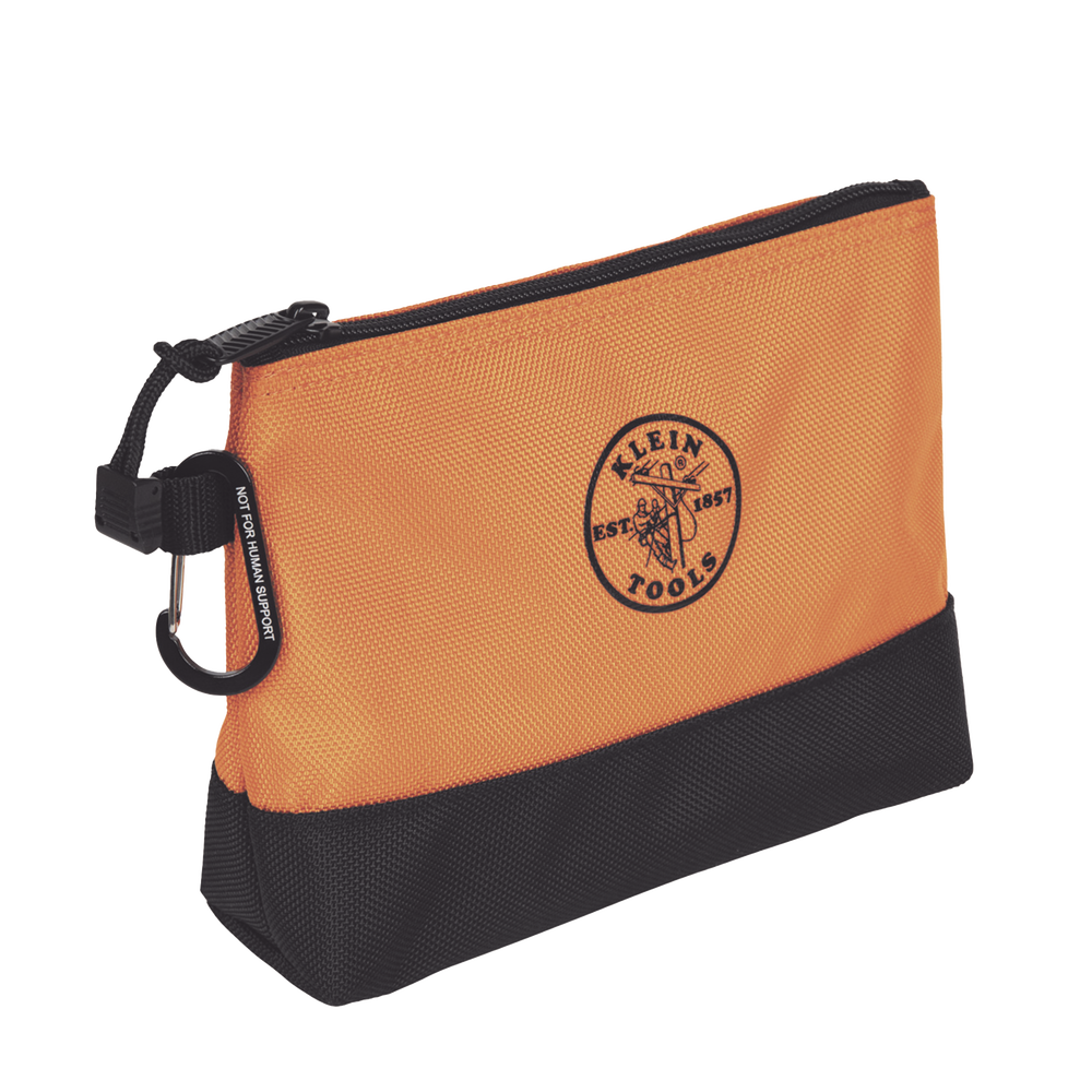 KIT 5 Bolsos Ultra Resistentes para Herramientas con Base y cierre Zipper, Colores: gris claro, amarillo, naranja, azul, gris oscuro. Todos con Mosquetones de Aluminio.