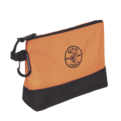 KIT 5 Bolsos Ultra Resistentes para Herramientas con Base y cierre Zipper, Colores: gris claro, amarillo, naranja, azul, gris oscuro. Todos con Mosquetones de Aluminio.