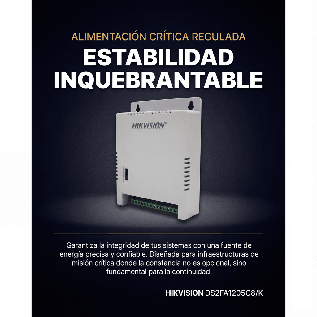 Fuente de Poder Regulada 12 Vcc / 13.5 Vcc / 15 Vcc para 8 Cámaras / 8 Amperes (1 Amp por Salida) / Voltaje de Entrada 90 - 130 VCA / Filtro de Ruido para Cámaras 4K / Modo para Largas Distancias