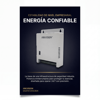 Fuente de Poder Regulada 12 Vcc / 13.5 Vcc / 15 Vcc para 8 Cámaras / 8 Amperes (1 Amp por Salida) / Voltaje de Entrada 90 - 130 VCA / Filtro de Ruido para Cámaras 4K / Modo para Largas Distancias