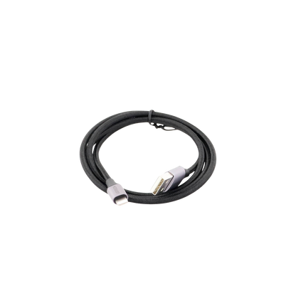 Cable USB-A a Lightning | 1 Metro (3.28 Pies) | Certificado MFi | Carga Rápida 5V/2.4 A | 480 Mbps | Conector C94 | Adecuado para iPhone, iPad y iPod | Protección Integrada | Caja de Aluminio | Nylon Trenzado | Color Negro