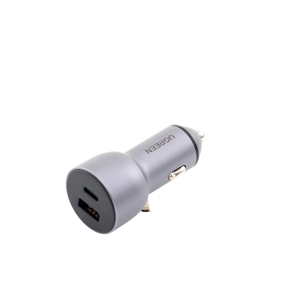 Cargador de Auto 52.5W | Puerto USB-A y USB-C | Carga Rápida | Compatible con Vehículos de 12 y 24 VCD | PD3.0 + QC3.0 | Chip Inteligente | Diseño Compacto Mayor Eficiencia Energética | Caja de Aluminio