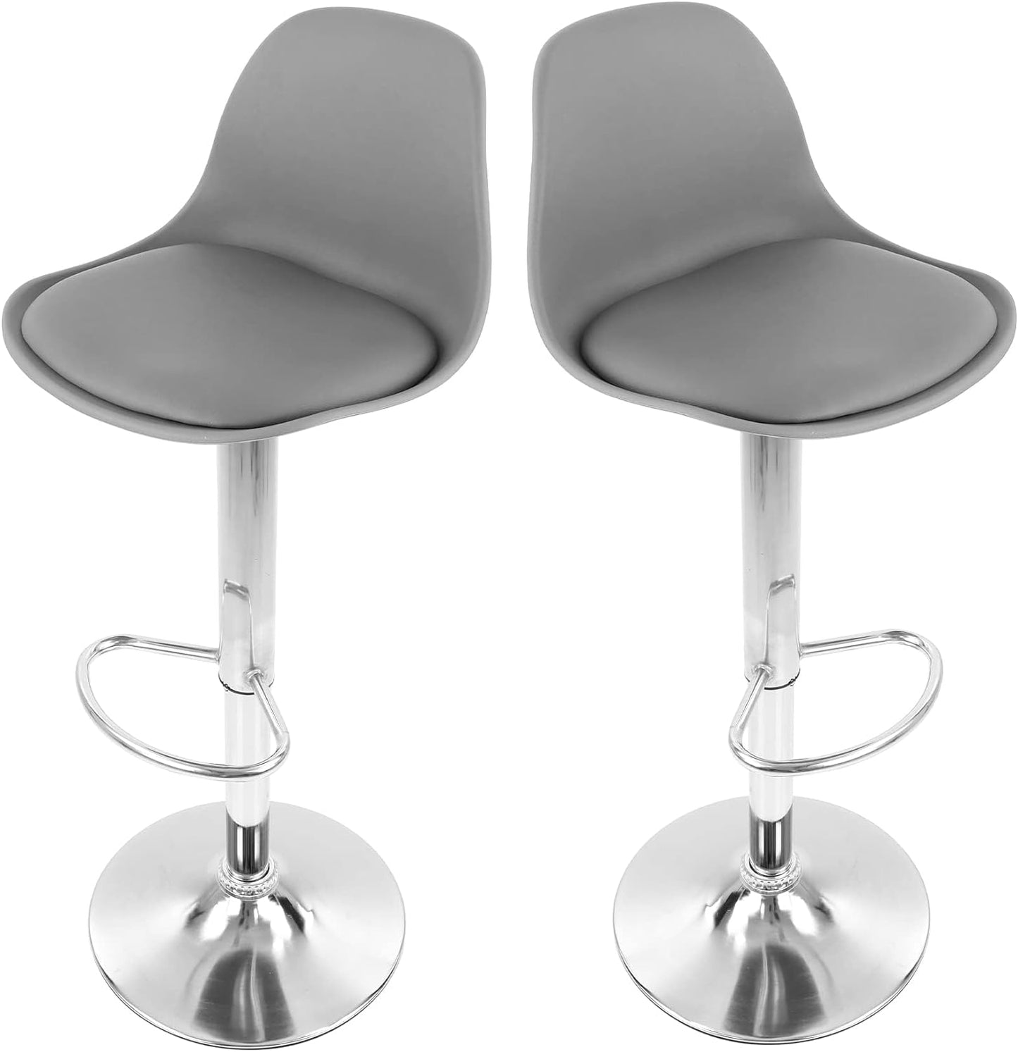SET DE 2 BANCOS GIRATORIOS / OFICINA - BARRA- COMEDOR- ETC, Blanco, Gris y Negro