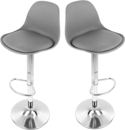 SET DE 2 BANCOS GIRATORIOS / OFICINA - BARRA- COMEDOR- ETC, Blanco, Gris y Negro