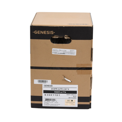 Bobina de Cable de 305 Metros (1000 Pies) UTP Cat6 Riser / Color Blanco / UL, CMR, Probado a 350 Mhz / Para Aplicaciones de CCTV, Redes de Datos, IP Megapixel, Control RS485