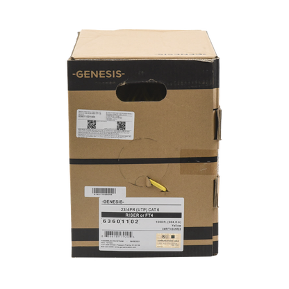 Bobina de Cable de 305 Metros (1000 Pies) UTP Cat6 Riser / Color Amarillo / UL, CMR, Probado a 350 Mhz / Para Aplicaciones de CCTV, Redes de Datos, IP Megapixel, Control RS485