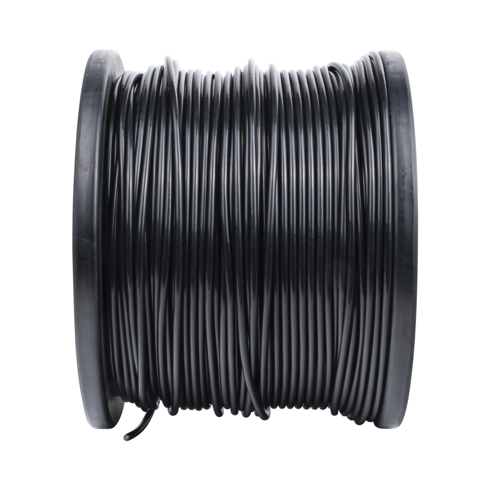 Bobina de 305 Metros (1000 Pies) Cat5e con Gel para Exterior, Color Negro, para Aplicaciones en Sistemas de Redes de Datos y Cableado Estructurado. Uso Intemperie.