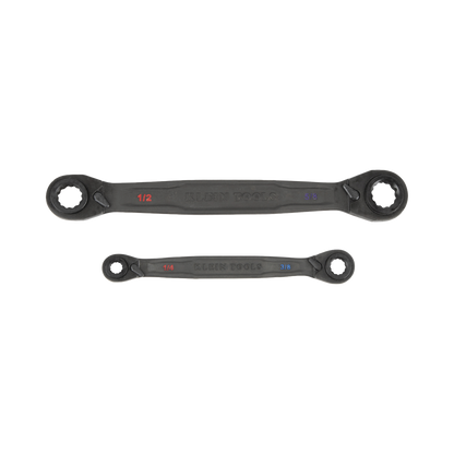 Juego de 2 llaves Estriadas de Matraca 4 en 1 con 8 Medidas Inglesas 1/2-5/8", 3/4-9/16", 1/4-3/8", 7/16-5/16"
