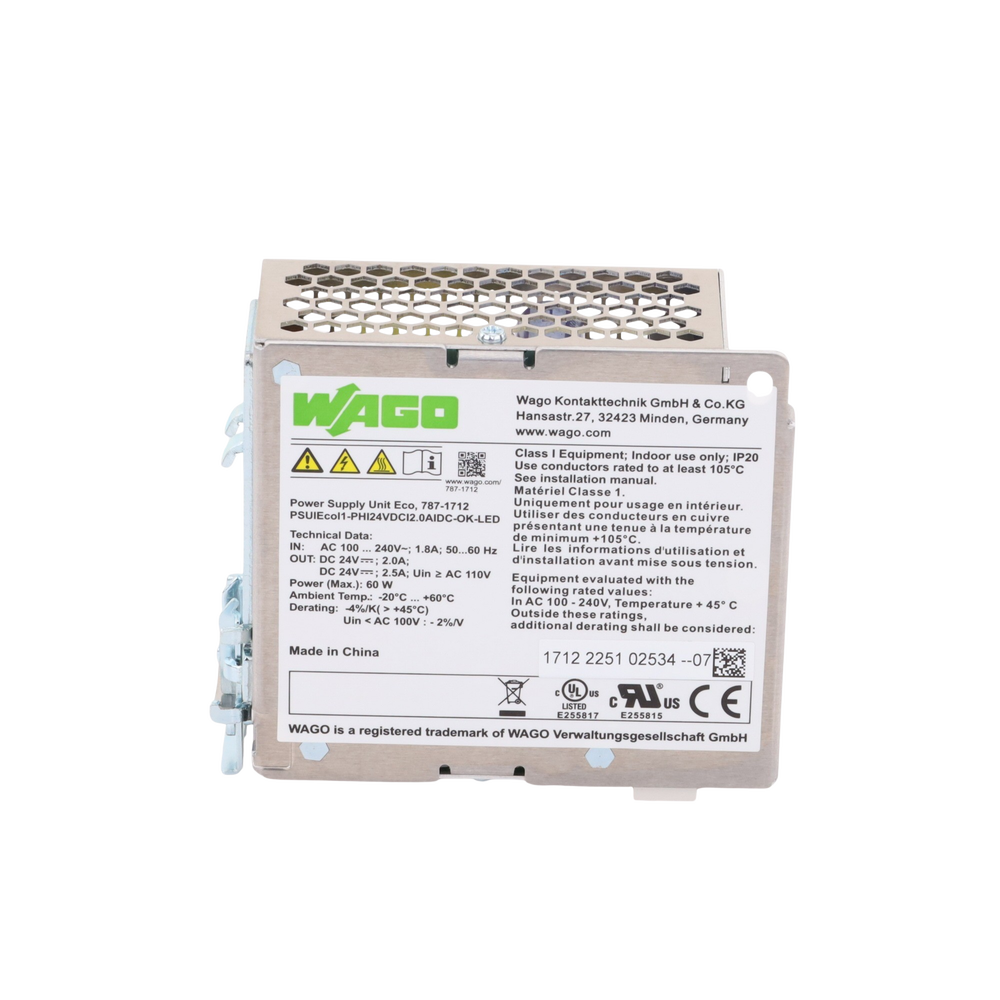 Fuente de Alimentación Conmutada / 24V DC 2.5A 60W / Sincronización Primaria ECO / Montaje Carril DIN-35 / SELV-PELV / IP20 / CAGE CLAMP®