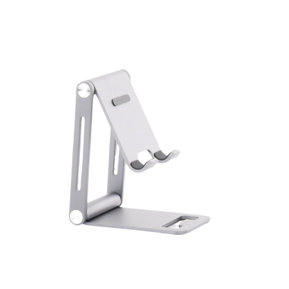 Soporte para Teléfono Celular de Aluminio | Angulo Ajustable | Amplia Compatibilidad con dispositivos de 4.7'' a 7.9'' | Antideslizante | Antiarañazos | Plegable | Color Gris.