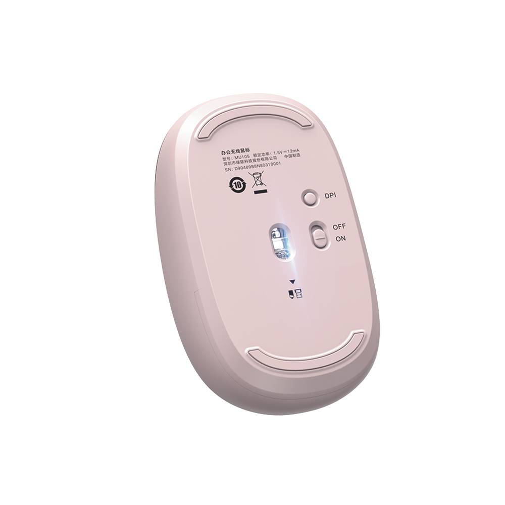 Mouse Inalámbrico 2.4G 800/1200/1600/2400 DPI | Función de 3 botones | Alcance 10m | Silencioso |  Ergonómico | Anti-caída y Anti-interferencias | Batería Alcalina AA incluida  | Color Dusty Pink.