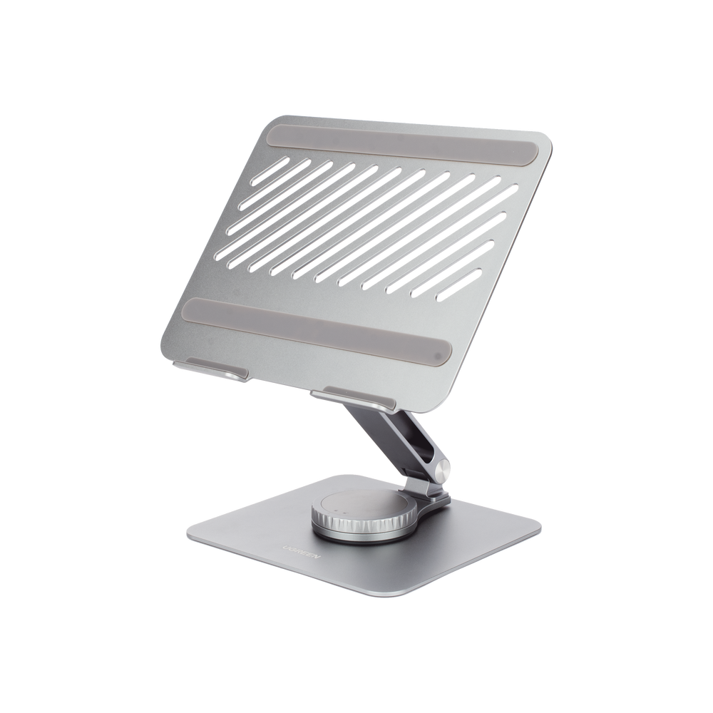 Soporte Giratorio de Aluminio para Laptop | Giratorio 360° | Función de Bloqueo | Soporta Laptops de 10 a 17.3''| Capacidad de Carga 5Kg | Excelente Estabilidad | Diseño Ergonómico | Altura y Angulo Ajustable | Plegable y Port&amp