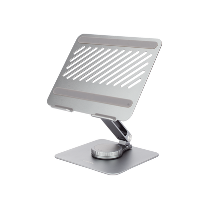 Soporte Giratorio de Aluminio para Laptop | Giratorio 360° | Función de Bloqueo | Soporta Laptops de 10 a 17.3''| Capacidad de Carga 5Kg | Excelente Estabilidad | Diseño Ergonómico | Altura y Angulo Ajustable | Plegable y Port&amp
