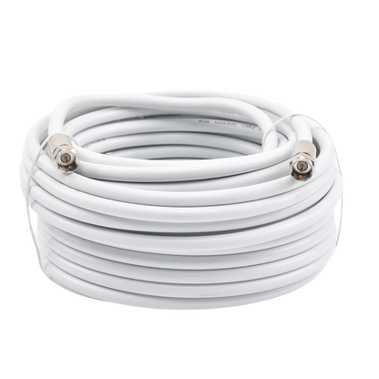 Jumper Coaxial con Cable Tipo RG-6 en Color Blanco de 15.24 Metros (50 Pies) de Longitud y Conectores F Macho en Ambos Extremos. 75 Ohm de Impedancia.
